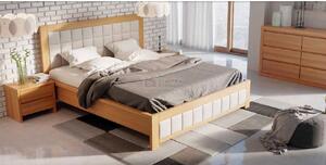 Dubová postel PS 214 Varianta: Šíře 140 cm, Potahové látky a kůže: VIENNA 01 - bílá (na výběr více variant)