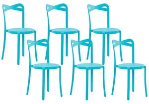 Sada 6 jídelních židlí plastových modrých CAMOGLI