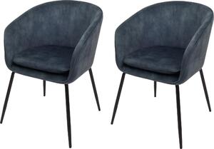Sada 2 jídelních židlí HWC-O28, kuchyňská židle čalouněná židle, látka/textil (340g/m²) kov modrá