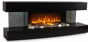 CHEMIN'ARTE - Elektrický nástěnný krb Lounge Black 120 cm LED efekt plamene, programovatelný ohřev, dálkové ovládání