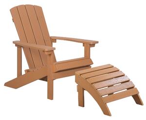 Zahradní židle s podnožkou barva týkového dřeva ADIRONDACK