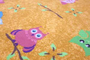 Vopi koberce Dětský kusový koberec Sovička Silk 5248 oranžovožlutý - 200x200 cm