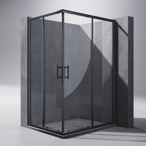 SONNI 80x120x195cm černý rohový sprchový kout posuvné dveře sprchový kout dvojité sprchové dveře rohový vstup ESG skleněný sprchový kout