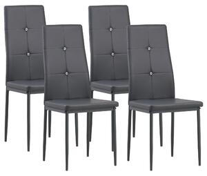 Jídelní židle Albatros DIAMOND sada 4 ks, šedá - Elegantní vzhled diamantu, čalouněná židle, potah Imitace kůže, moderní stylový design u jídelního stolu - kuchyňská židle, jídelní židle s vysokou nosností