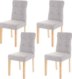 Sada 4 jídelních židlí HWC-E58, jídelní židle s certifikátem látka/textil šedá, světlé nohy