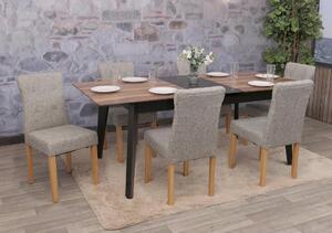 Sada 6 jídelních židlí HWC-E58, jídelní židle látka/textil šedá, světlé nohy