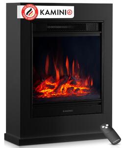 KAMINIO Elektrický krb KALLE – Elektrický stojací krb s topením, 3D efektem plamenů, dálkovým ovládáním – černý