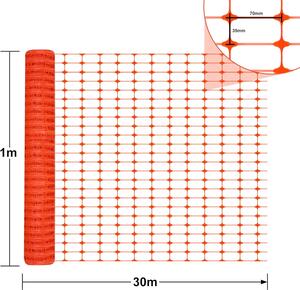 ACXIN 1 x 30 m zábrana, plastová bezpečnostní síť, stavební plot, výstražná síť, bezpečnostní síť, plot proti divoké zvěři, bezpečnostní plot, výstražný plot, bez pásků, oranžová (1 role)