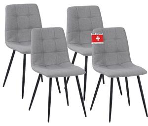 Jídelní židle Albatros sada 4 ks BORA šedá- Pohodlná čalouněná židle pro moderní a stylový design u jídelního stolu - židle do kuchyně nebo jídelny s vysokou nosností až 110 kg