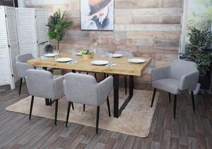 Sada 6 kusů jídelních židlí HWC-L13, čalouněné židle, kuchyňské židle s područkami, látka/textil, kov, šedá