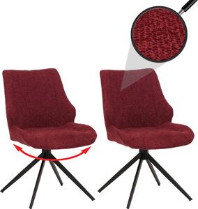 Sada 2 jídelních židlí HWC-O48, kuchyňská židle, otočná s automatickým návratem, látka/textil šenil (320 g/m²) Oeko-Tex bordeaux