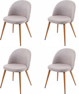Sada 4 jídelních židlí HWC-D53, kuchyňská židle, retro design 50. let, látka/textil světle šedá