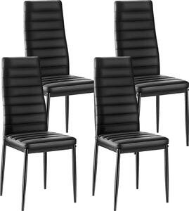 VEVOR moderní jídelní židle (4 ks) elegantní čalouněná kožená židle (nosnost 136 kg) k jídelním stolům, prostorově úsporná židle ke kuchyňskému stolu se silnými polštáři a kovovými nohami, černá kavárna