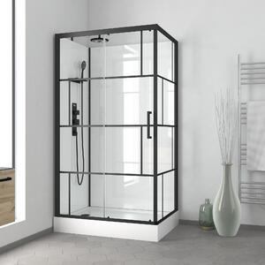 Kompletní sprcha MARWELL Designová kompletní sprcha Cihly 110 x 80 x 225 cm - Kompletní sada včetně sprchové vaničky a baterie - Rohová sprcha s čelním vstupem - Sprchový kout s vysoce kvalitními hliníkovými profily