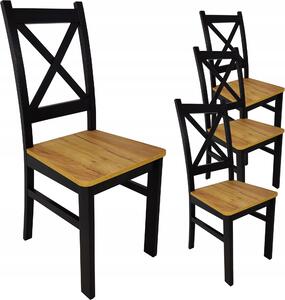 4x dřevěná židle s křížovým opěradlem Black + Craft LOFT