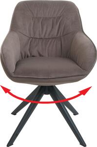 Jídelní židle HWC-K28, kuchyňská židle čalouněná židle židle s područkami, otočná, kov látka/textil hnědá