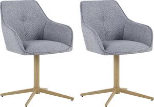 Sada dvou jídelních židlí byLIVING OTTAWA, potah: světlý šedý textil, konstrukce: buk, otočné o 360° s područkami. Rozměry: šířka 62 cm, výška 84,5 cm, hloubka 58 cm