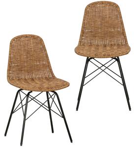 Hoorns Set dvou přírodních ratanových jídelních židlí Spiro