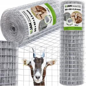 Drátěná síť pro voliéry – 50 x 50 x 2,0 mm – 25 m – odolná proti povětrnostním vlivům Pozinkovaný pletivový plot