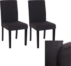 Sada 2 židlí do jídelny Kuchyňská židle Littau textil, černá, tmavé nohy