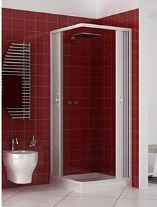 Sprchový kout s panelovými dveřmi s harmonikovým otevíráním, výška 185 cm, z bílého PVC, s nastavitelnou šířkou – 70–80 x 80–90