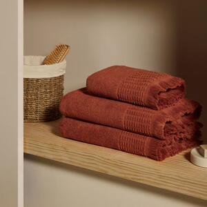 Terakotově červený bavlněný ručník Kave Home Veta 30 x 50 cm