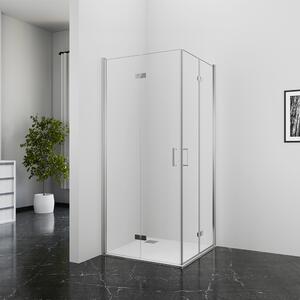 Sprchový kout MARWELL Shine Square chrom, skládací rohový sprchový kout 90x90x195 cm - s otevíráním na obě strany - s technologií EasyClean - kvalitní hliníkové profily