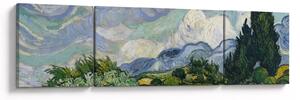 Obraz - Vincent van Gogh, Wheat Field with Cypresses, reprodukce (170x50 cm)