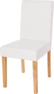 Jídelní židle Littau, kuchyňská židle židle, Imitace kůže bílá matná, světlé nohy