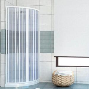 Půlkruhový sprchový kout z PVC, výška 185 cm, s centrálním harmonikovým otevíráním – 80 cm