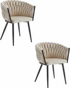 Židle Valora ORION, béžové sametové černé nohy x2 | Pár béžových židlí s elegantními černými nohami