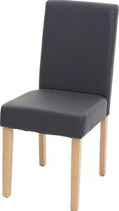 Jídelní židle Littau, kuchyňská židle židle, Imitace kůže šedá matná, světlé nohy