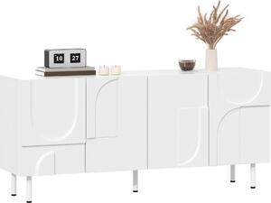 Fortuna Lai Geometrický designový jídelní příborník – moderní, funkční kus nábytku s nepravidelnými křivkami, více úložnými prostory a stylovou bílou barvou – ideální pro minimalistický a moderní interiér
