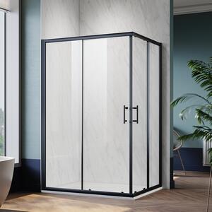 SONNI Sprchový kout rohový posuvné dveře 70x100x195cm Sprchový kout rohový vstupní dvojité dveře ESG skleněná sprcha černá