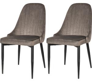 Sada 2 ks jídelních židlí Tila – sametový potah, kovová konstrukce, šedá, moderní design