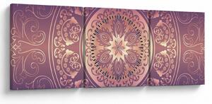 Obraz - Mandala na fialovém gradientu (s hodinami) (90x30 cm)