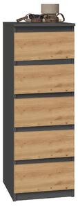 Topeshop W5 ANT/ART KPL, Antracit, Dub, 5 zásuvka/zásuvek, Dřevotřískové desky, Moderní, Dřevotřískové desky, ABS (akrylonitril-butadien-styren)