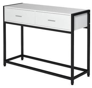 Konzolový stolek HOMCOM 120x34x81 cm s 2 zásuvkami a nastavitelnými nohami – Moderní stylový nábytek do předsíně a obývacího pokoje v černé a bílé bar