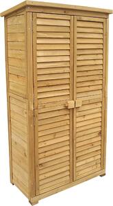 Zahradní kůlna Wiltec s žaluziovými dveřmi ze smrkového dřeva s asfaltovou střechou 870x465x1600mm pro zahradu, terasu a balkon Kůlna na nářadí Dřevěná kůlna Skříň na nářadí