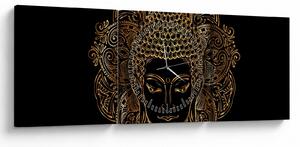 Obraz zlatého Buddhy (s hodinami) (90x30 cm)