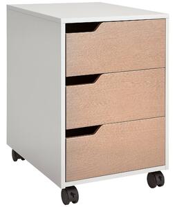 HOMCOM Počítačová skříňka s koly, 3-zásuvková skříňka na dokumenty pro studijní stůl 40x50x57.5 cm Dub a bílá | Aosom