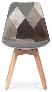 Jídelní židle, potah látka patchwork, dřevěné nohy, masiv přírodní buk CT-765 PW2