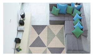 Béžovo-modrý venkovní koberec Floorita Geo, 135 x 190 cm