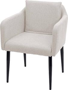Jídelní židle HWC-H93, kuchyňská židle polohovací židle látka/textil krémově béžová