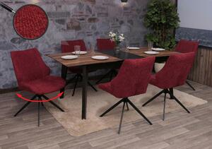 Sada 6 jídelních židlí HWC-O48, kuchyňská židle, otočná s automatickým vrácením, látka/textil šenil (320g/m²) Oeko-Tex bordeaux