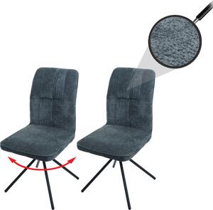 Sada 2 jídelních židlí HWC-N99, kuchyňská židle, otočná s automatickým návratem, látka/textilní žinylka (340 g/m²) Oeko-Tex modrozelená