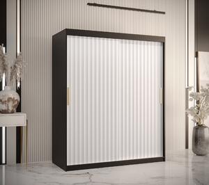 Šatní skříň Abi Riflo Wave 1 Barva korpusu: Bílá, Rozměry: 150 cm, Dveře: Černá - bez zrcadla