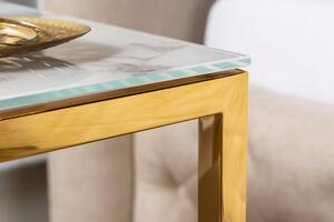Designový odkládací stolek Latrisha 45 cm bílo-zlatý - vzor mramor