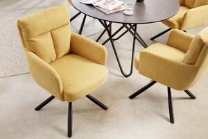 Designová otočná židle Maddison hořčicová žlutá