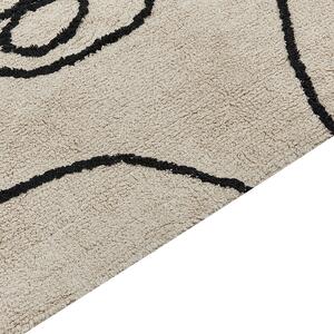 Bavlněný koberec 160 x 230 cm béžový/ černý NURU